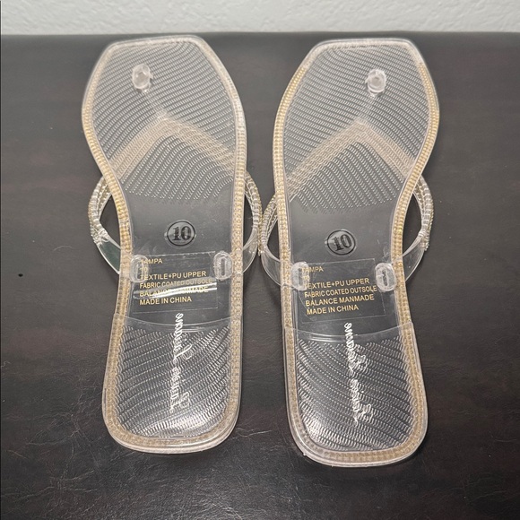 Lauren Lorraine Silver Rhinestone Flip Flops - Picture 6 of 8